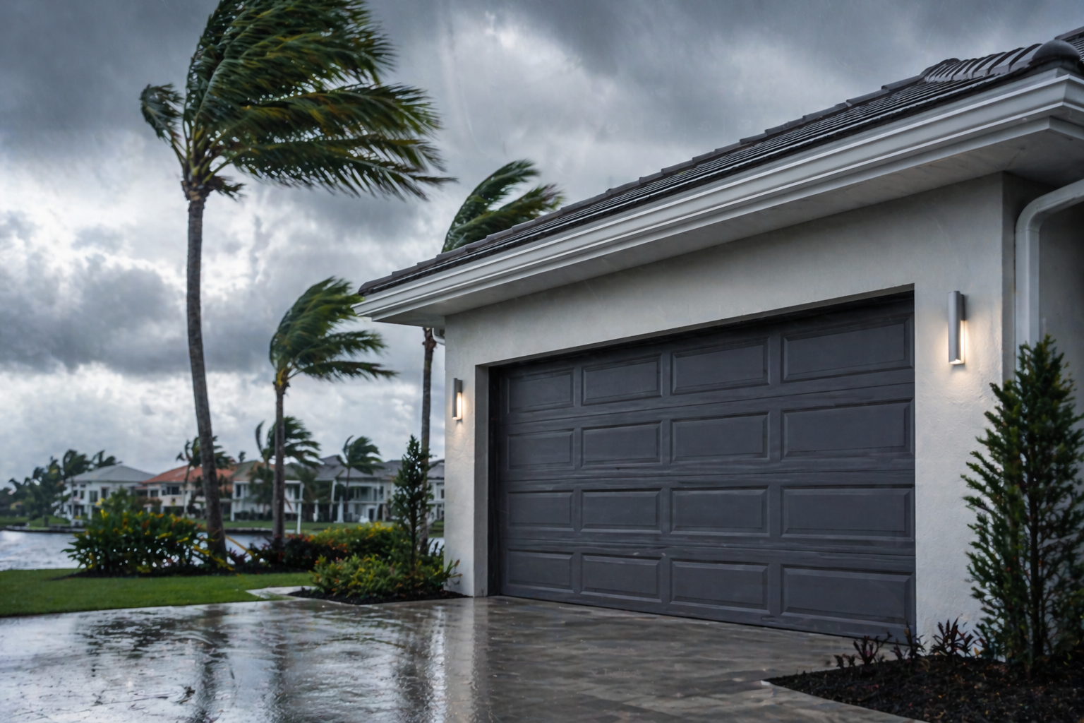 Stormy day at modern home